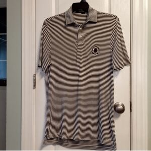 RLX Ralph Lauren Olive Green & Cream Striped Men's S Polo Golf Shirt Like New